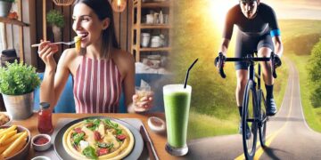 Net calories concept as calories from food vs. calories burned.